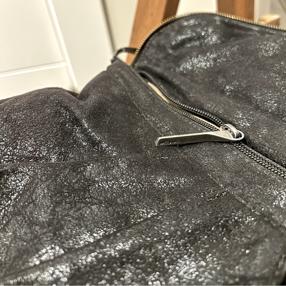 MATT & NAT Vegan Leather Large Black Envelope Clutch Zipper Trim Satchel Handbag - Picture 5 of 9